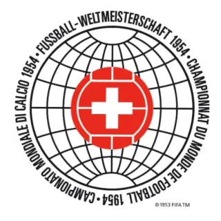 🇨🇭 1954 FIFA World Cup FUSSBALL-WELTMEISTERSCHAFT 1954 • CHAMPIONNAT DU MONDE DE FOOTBALL 1954 • CAMPIONATO MONDIALE DI CALCIO 1954 • FUSSBALL-WELTMEISTERSCHAFT 1954 1954 FIFA World Cup, Switzerland, football, soccer, sports logo, vintage, world cup, FIFA telegram sticker