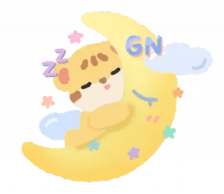 🐯 GN クマ, 月, 睡眠, おやすみ, 星, かわいい, zzz whatsapp sticker