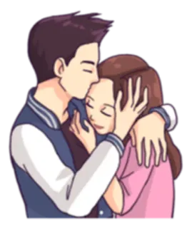 💑 couple, love, romance, hug, affection, cartoon telegram sticker