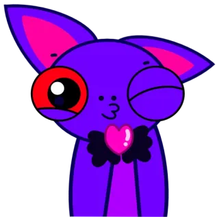 ❤️ Desenho animado, Roxo, Animal, Coração, Fofo, Kawaii telegram sticker