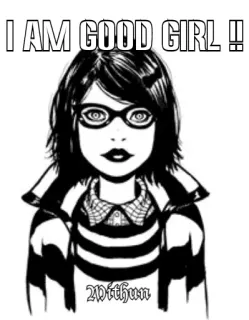 😎 I AM GOOD GIRL !! fille, lunettes, noir et blanc, portrait, femme telegram sticker