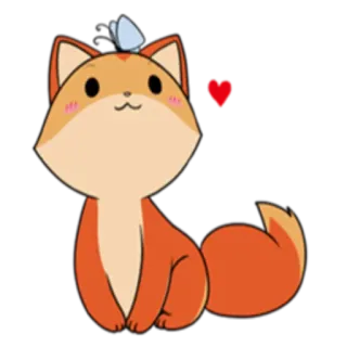 🙄 zorro, lindo, animal, dibujo, pegatina, mariposa telegram sticker