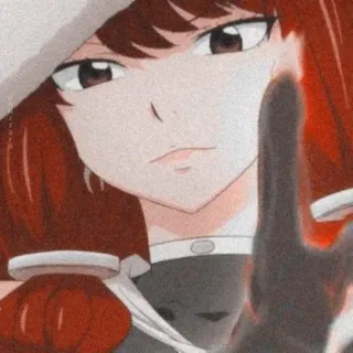🤍 anime, dito medio, gesto, capelli rossi, cartone animato, donna telegram sticker