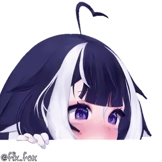 🥳 @fix_fox anime, vtuber, fille, mignon, coup d'oeil whatsapp sticker