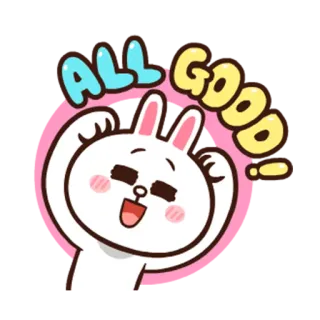 💪 ALL GOOD! coniglio, carino, felice, positivo, cartone animato, allegro whatsapp sticker