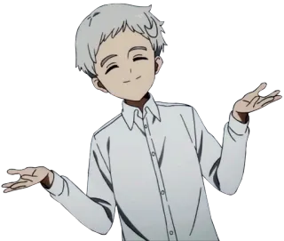 🤷‍♂️ Norman The Promised Neverland Anime, Norman, Achselzucken, The Promised Neverland telegram sticker