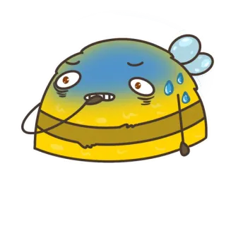 😰 bij, zwetend, moe, uitgeput, cartoon, verdrietig telegram sticker