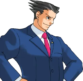 😏 Phoenix Wright Ace Attorney prawnik, adwokat, gra, sąd, postać telegram sticker