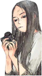 📷 женщина, сигарета, курение, камера, фотография, искусство telegram sticker