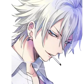 😎 动漫, 香烟, 白发, 漫画, 角色 telegram sticker