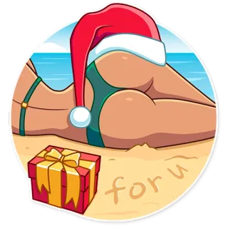 🎁 for u christmas, beach, butt, sand, gift, cartoon telegram sticker