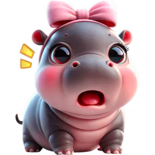 😳 hipopotam, słodki, zwierzę, naklejka, kreskówka telegram sticker