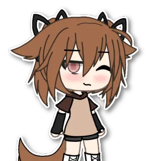 😉 Гача, Аниме, Аватар, Мультфильм, Персонаж, Каштановые волосы, Милый telegram sticker
