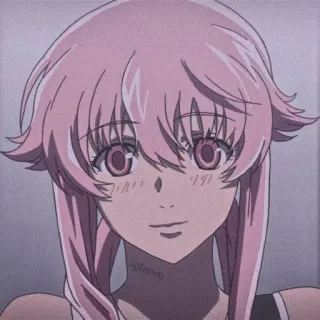 💈 Yuno Gasai Mirai Nikki Anime, Yandere, Cheveux roses, Manga, Fille whatsapp sticker