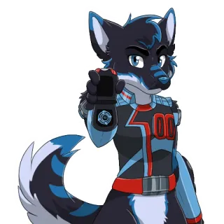 ⭕️ Furry, Wolf, Cartoon, Anthro, Geste, Zeigen, Charakter, Tier telegram sticker
