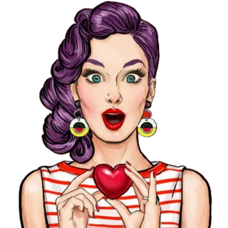 ❤ pop art, woman, heart, love, cartoon, retro telegram sticker
