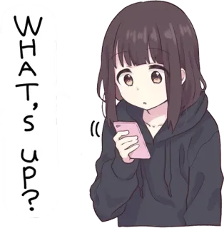 😳 What's up? Anime, Chica, Qué pasa, Mensajes, Linda, Sudadera con capucha, Smartphone telegram sticker