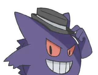 🎩 Gengar Gengar, Pokemon, topi, kartun, ungu telegram sticker