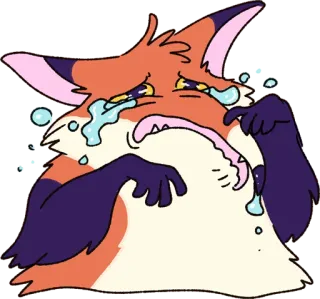 😢 キツネ, 泣く, 悲しい, 涙, アニメ, 動物, 感情 telegram sticker
