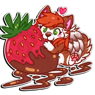 🍓 клубника, шоколад, пушистый, милый, мультик telegram sticker