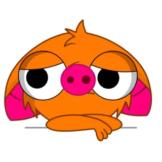 😔 мультик, стикер, животное, оранжевый, милый, грустный, свиной нос whatsapp sticker