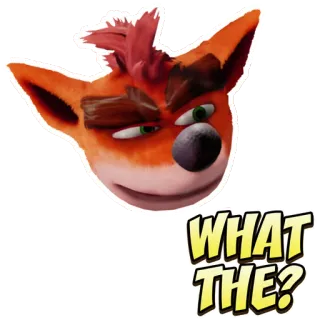 😕 Crash Bandicoot WHAT THE? video game, cartoon, character, crash bandicoot, orange, animal, marsupial whatsapp sticker