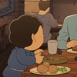 👍 Anime, Nourriture, Restaurant, Dessin animé, Personnage, Manger telegram sticker