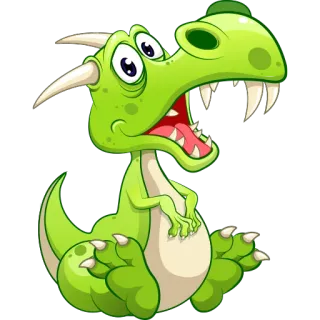 😃 dragão, desenho animado, verde, animal, fantasia, fofo, monstro telegram sticker