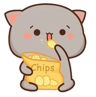 😋 Chips Katze, Chips, süß, Snack, Essen telegram sticker