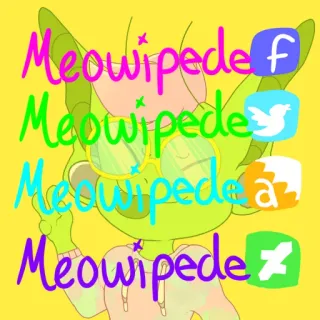 👽 Meowipede gatto, mostro, social media, verde, illustrazione telegram sticker