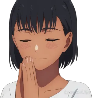 🙏 аниме, женщина, молитва, закрытые глаза, благодарный telegram sticker