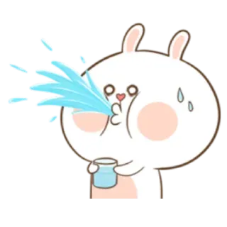 😐 bunny, rabbit, water, cute, sticker telegram sticker