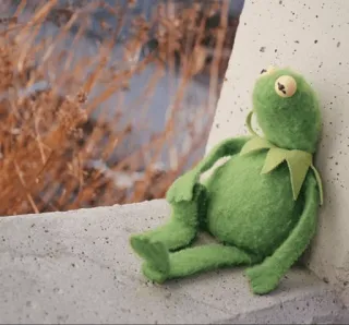 🙄 Kermit Kermit the Frog, frog, meme, puppet, green, sitting, sad, emotional telegram sticker