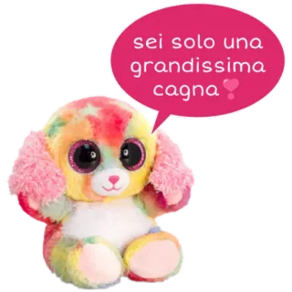 🐶 sei solo una grandissima cagna insult, offensive, swear word, dog, plushie, puppy telegram sticker