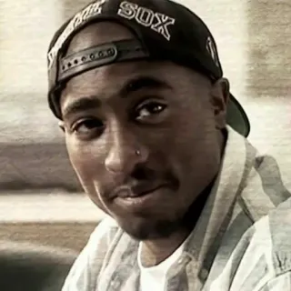 🙂 Tupac Yankees sux tupac, rappeur, musique, chapeau, yankees whatsapp sticker