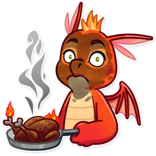 🍳 dragon, dinde, cuisine, nourriture, feu, dessin animé telegram sticker