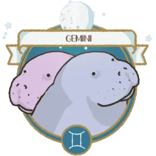 ♊️ GEMINI близнецы, зодиак, астрология, знак, ламантин, милый whatsapp sticker
