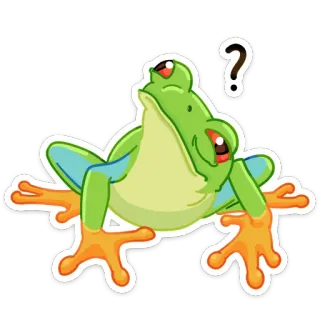 ❓ ? żaba, znak zapytania, zmieszany, zielony, zwierzę, słodki telegram sticker
