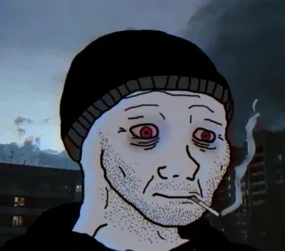 😞 sad, depressed, smoking, doomer, wojak telegram sticker