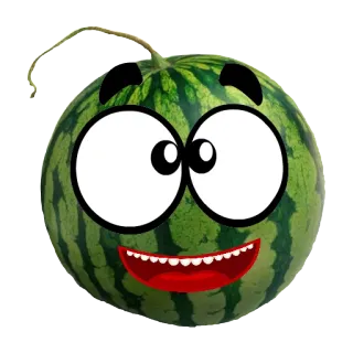 🍉 pastèque, fruit, dessin animé, sourire, nourriture, mignon whatsapp sticker
