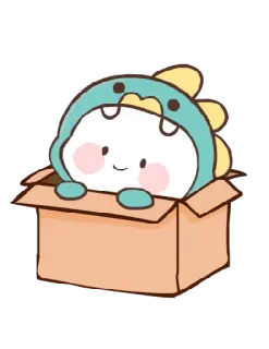 🥰 sticker, cartoon, cute, box, dinosaur, character telegram sticker