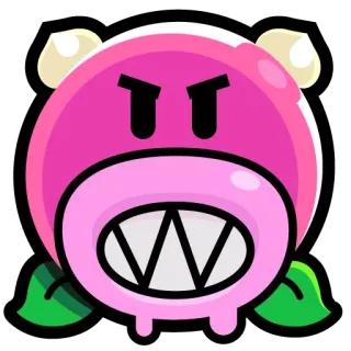 💮 angry, monster, teeth, pink, cartoon telegram sticker