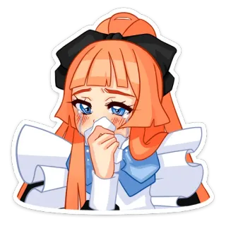 😭 аниме девушка, плачет, грустно, эмоциональный, мультфильм, слёзы, рыжие волосы whatsapp sticker