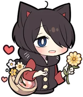 🌻 Anime, Niedlich, Blumen, Katze, Chibi, Kawaii, Figur whatsapp sticker
