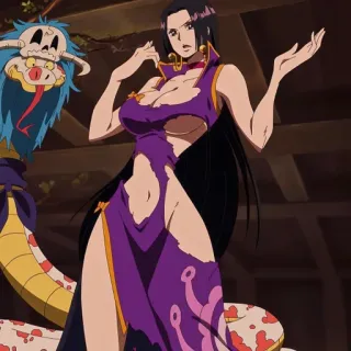 😒 Boa Hancock One Piece Anime, One Piece, Boa Hancock, Personnage, Femme, Robe violette telegram sticker