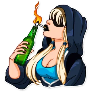 🚬 алкоголь, женщина, коктейль Молотова, огонь, толстовка с капюшоном telegram sticker
