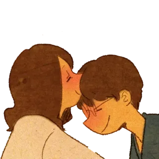 😚 kartun, pasangan, cinta, ciuman, hubungan, seni, ilustrasi telegram sticker
