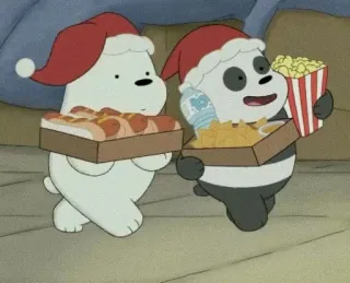 ✨ We Bare Bears, Navidad, comida, animación, osos, fiesta telegram sticker