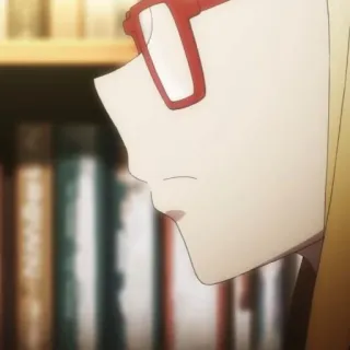 🙀 Anime, Femme, Lunettes, Livres, Bibliothèque whatsapp sticker