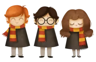 🔵 Harry Potter harry potter, ron weasley, hermione granger, wizard, scarf, friendship telegram sticker